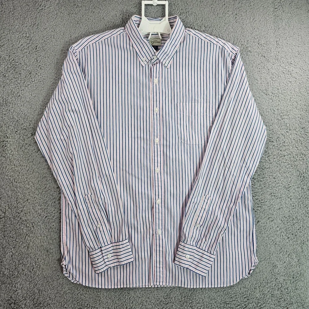 Lot of 2 - XL Men Shirt Button Up Long Sleeve  J Crew Slim Striped + Chaps Green